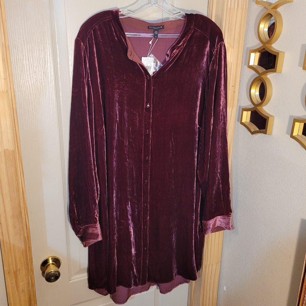 Nwt eileen fisher holiday velvet tunic long sleeve top